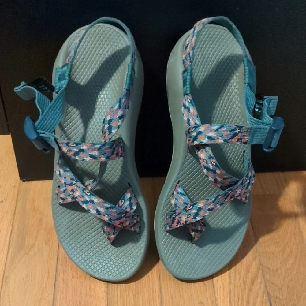 Chaco Women's Green and Pink Sandals - Picture 2 of 6